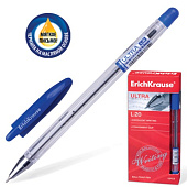 Ручка шариковая масляная ERICH KRAUSE "Ultra-20", корпус прозрачный, узел 0,7 мм, линия 0,35 мм, синяя, 13875